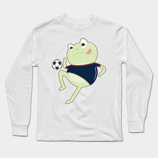 Frog as Soccer player with Soccer ball Long Sleeve T-Shirt